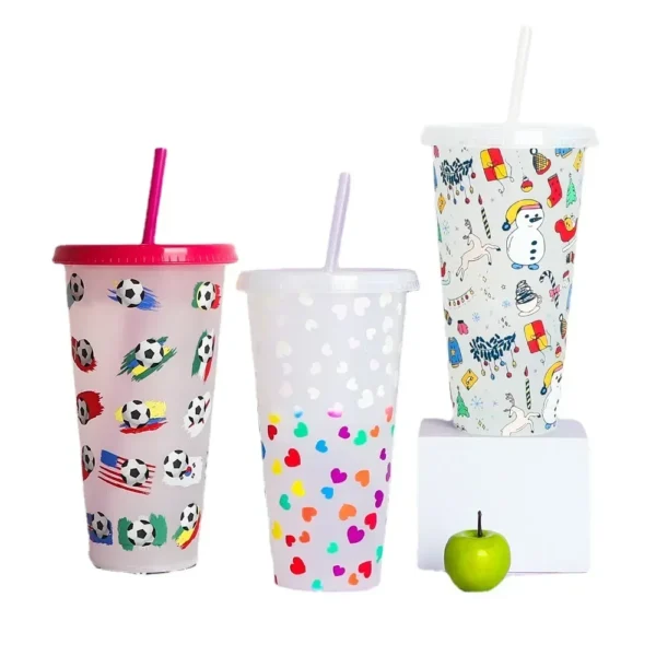 710ml Reusable with Straws Creative Water Cups  - Image 4