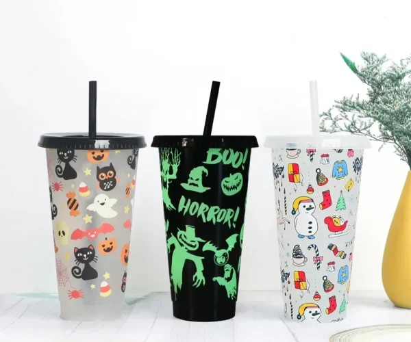 710ml Reusable with Straws Creative Water Cups 