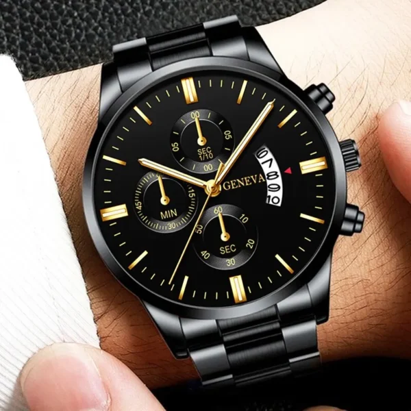 Fashion Men Black Stainless Steel Watch - Image 6