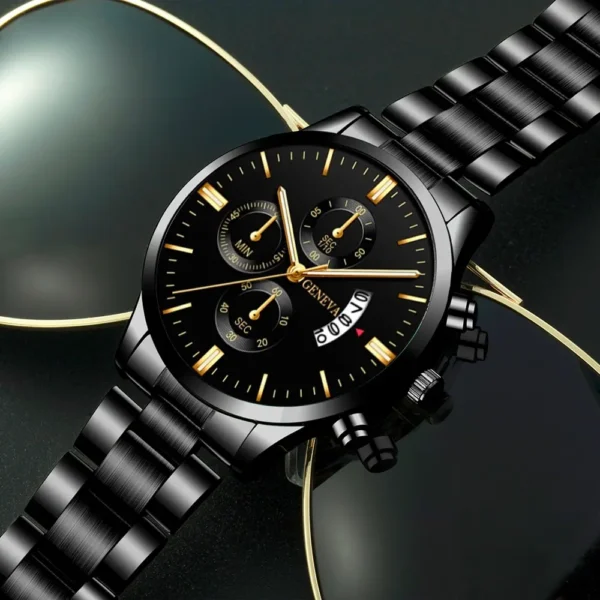 Fashion Men Black Stainless Steel Watch - Image 5